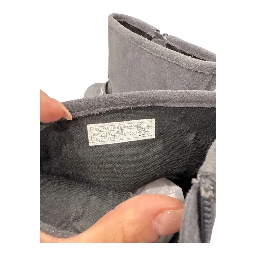 Vionic Crescent Gray Suede Moto Ankle Boots Size 7.5